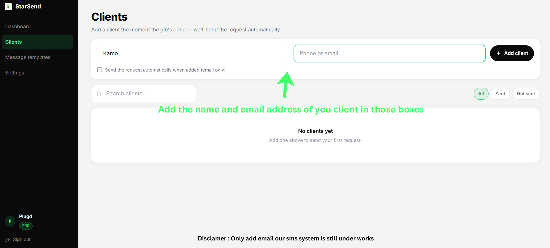 Add a client in seconds